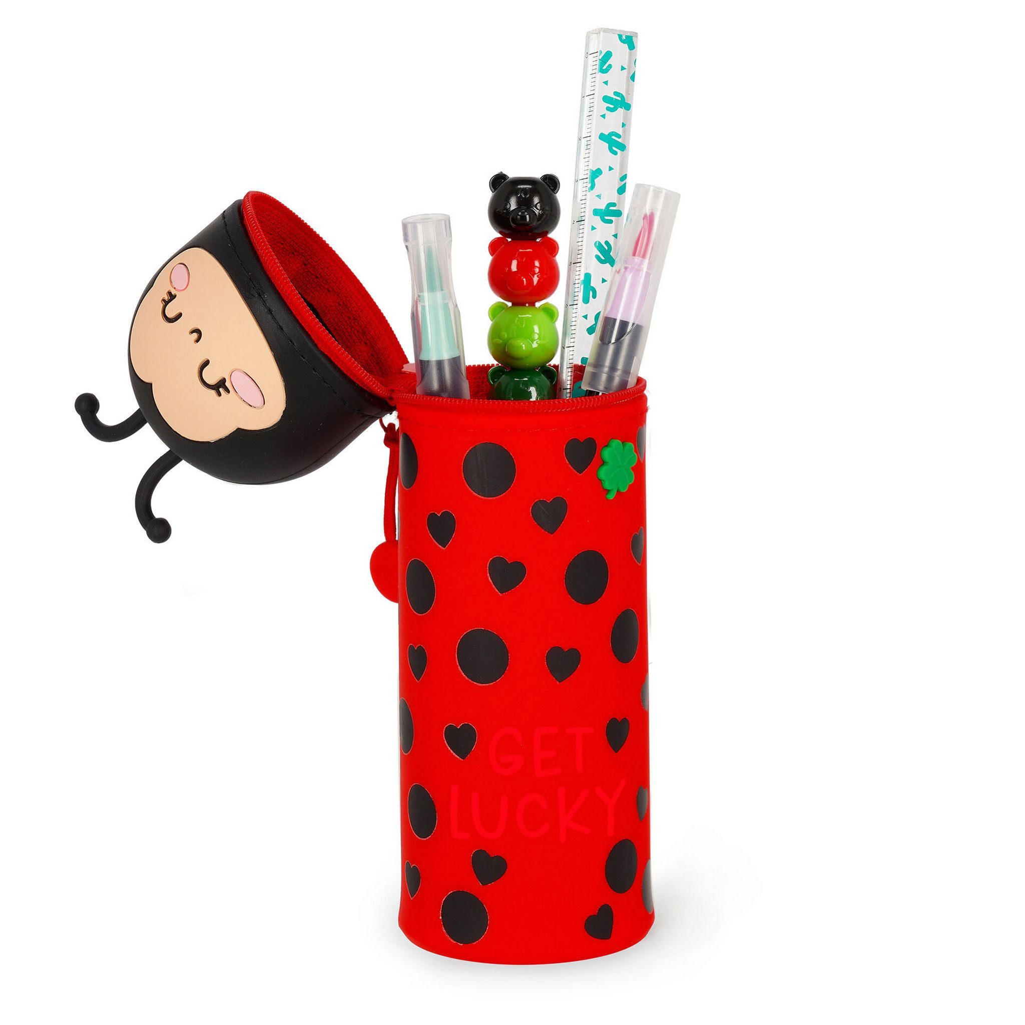 Legami Federmäppchen LEGAMI Federmäppchen und Stiftehalter 2-IN-1 Motiv LADYBUG Marienkäfer