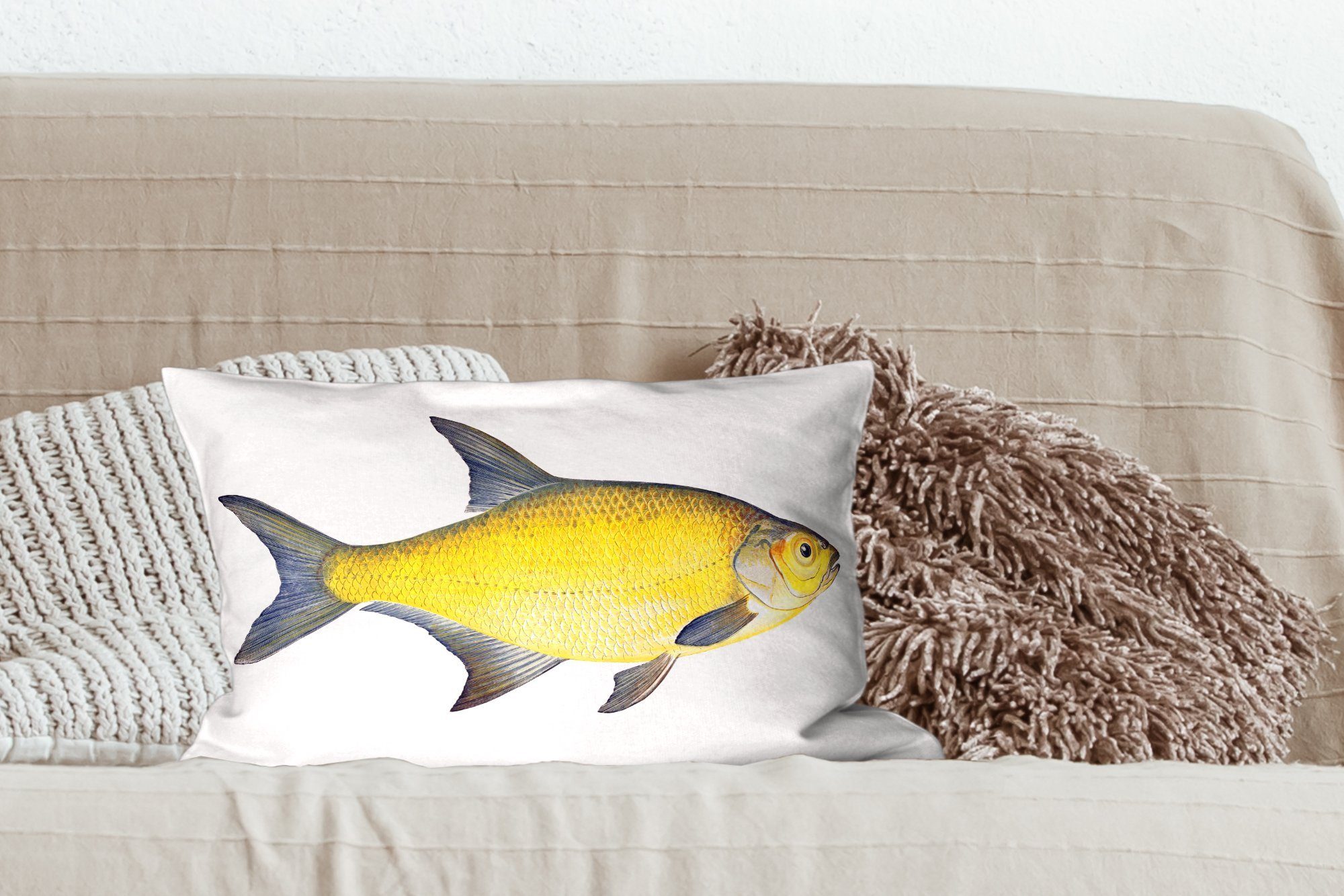 MuchoWow Dekokissen Fische - Brassen Zierkissen, Dekoration, Füllung, Schlafzimmer Wohzimmer Realismus, Dekokissen mit 