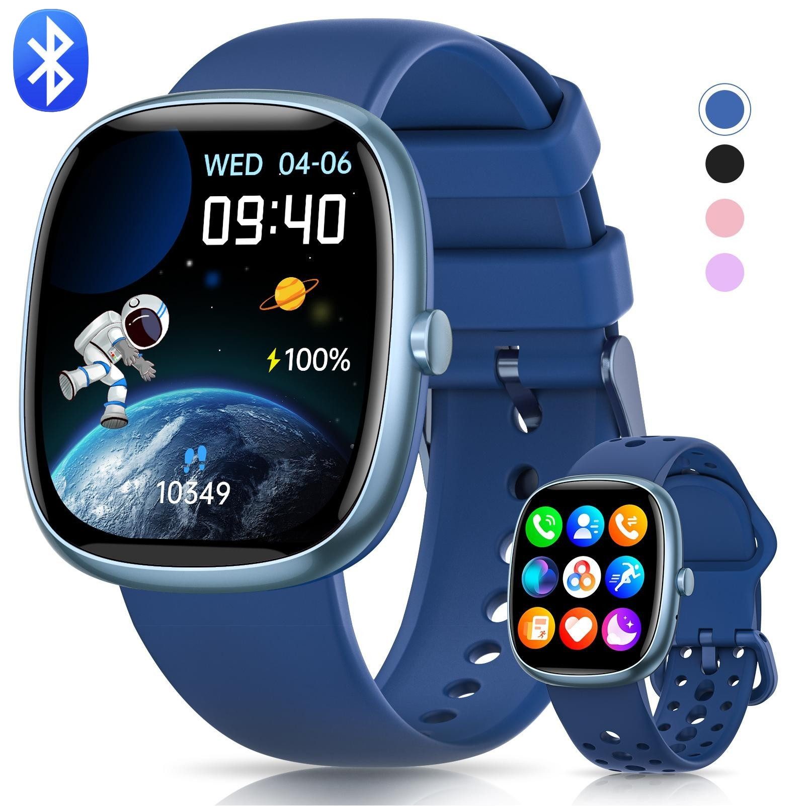 SWGOTA Smartwatch Kinder für Jungen und Mädchen 5-16 Jahren mit Telefon, IP68 Smartwatch (1,5 Zoll), Smartwatch für Kinder mit 20 Sportmodi/Herzfrequenz/Schlafmonitor, Kinder Smartwatch Schrittzähler, Wecker, Geschenk für Kinder