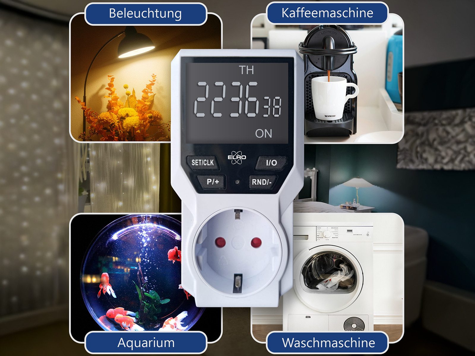 Elro Tageszeitschaltuhr, digital, 2er Set digitale Wochenzeitschaltuhr für Steckdosen mit Timer, H: 12cm