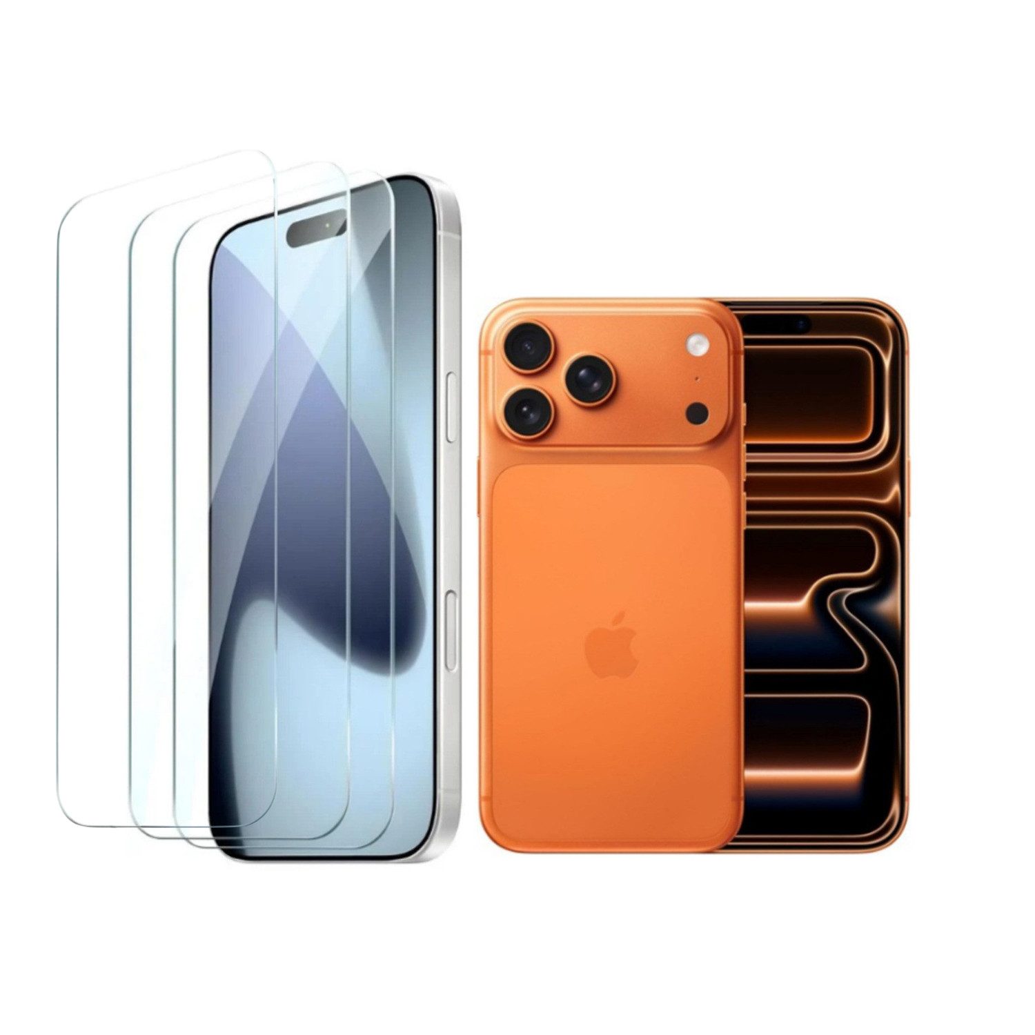 CLM-Tech Displayschutzglas 3X iPhone 17 Pro Max / iPhone 18 Pro Max für iPhone 17 Pro Max / iPhone 18 Pro Max 6,9 Zoll, Panzerglas Folie - Anti-Fingerabdruck und kratzfest -, 3 Stück, Gehärtetes 9H Glas