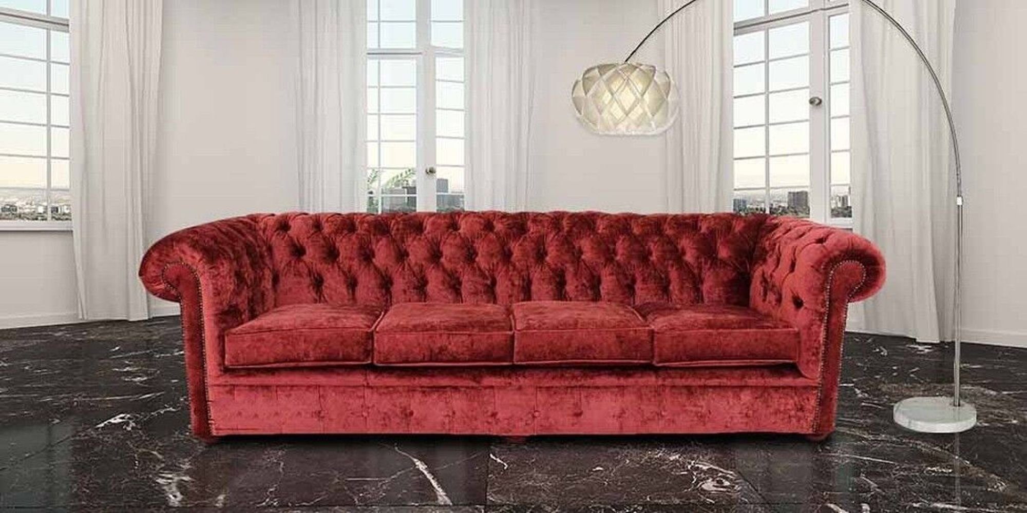 JVmoebel Chesterfield-Sofa, Chesterfield Couch Polster Sofas Klassischer Textil Schaffhau 4 Sitzer