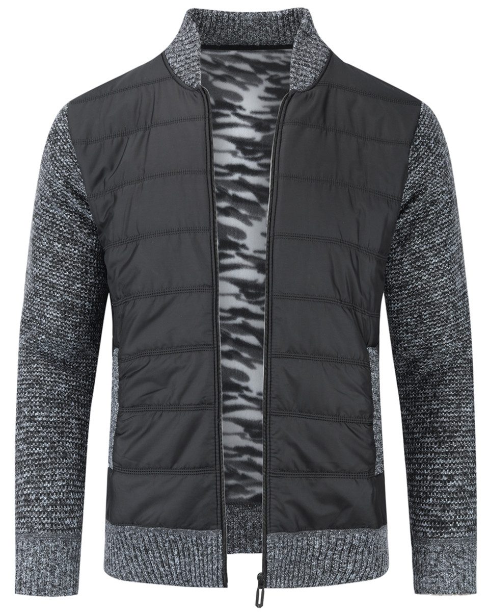 Allthemen Strickjacke Herren Patchwork-Design Cardigan mit Reißverschluss