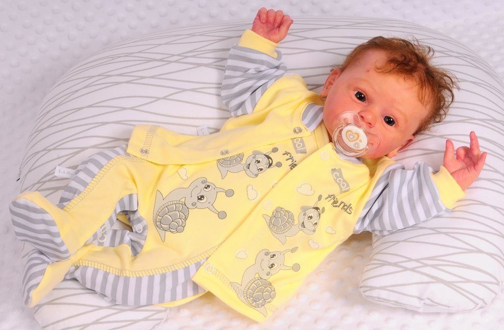 La Bortini Strampler Strampler Mütze und Hemdchen Set Baby Anzug 3tlg aus reiner Baumwolle, 44 50 56 62 68 74