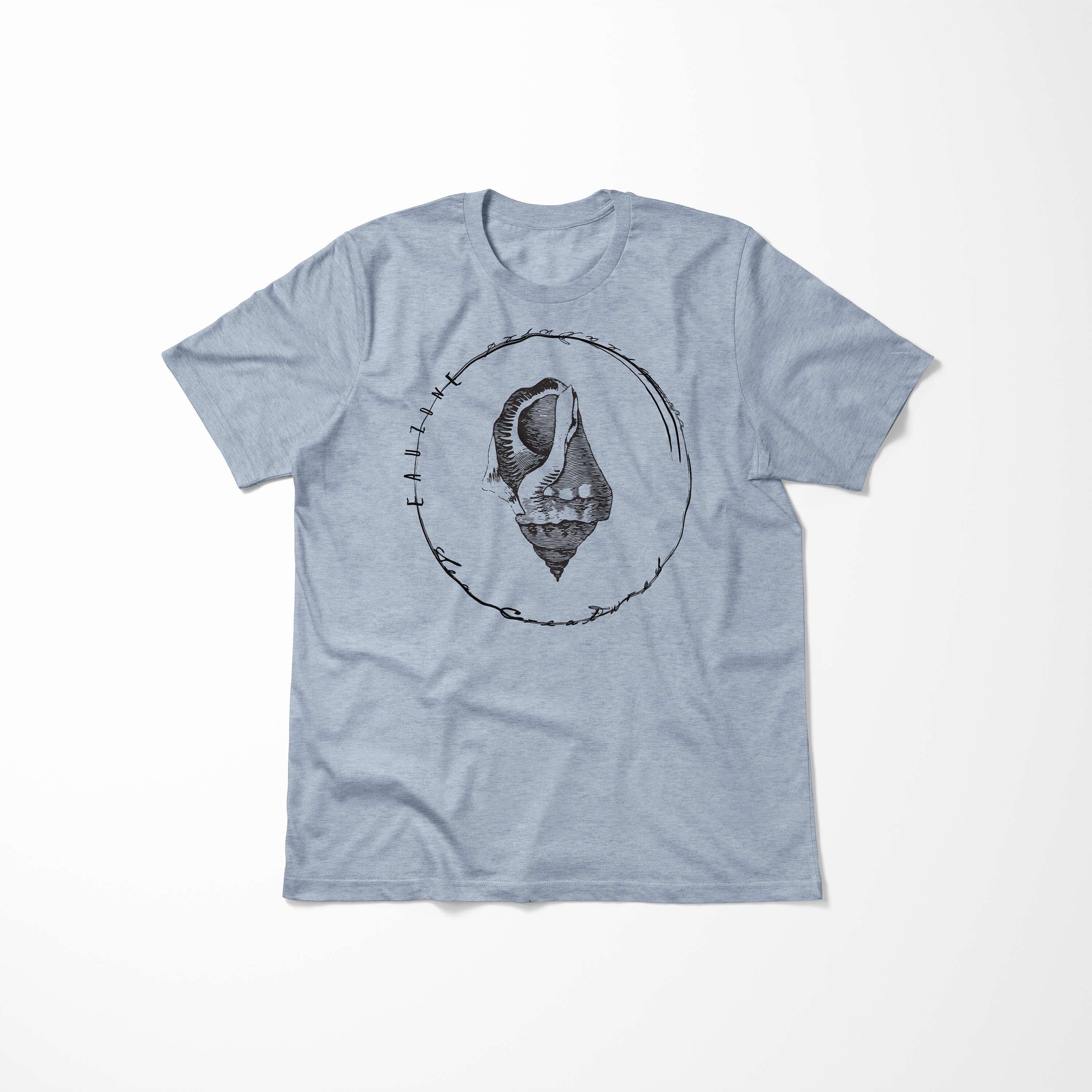 Schnitt und 028 Stonewash Fische / Art T-Shirt Struktur Sea Denim Tiefsee Creatures, T-Shirt Serie: Sea feine sportlicher - Sinus