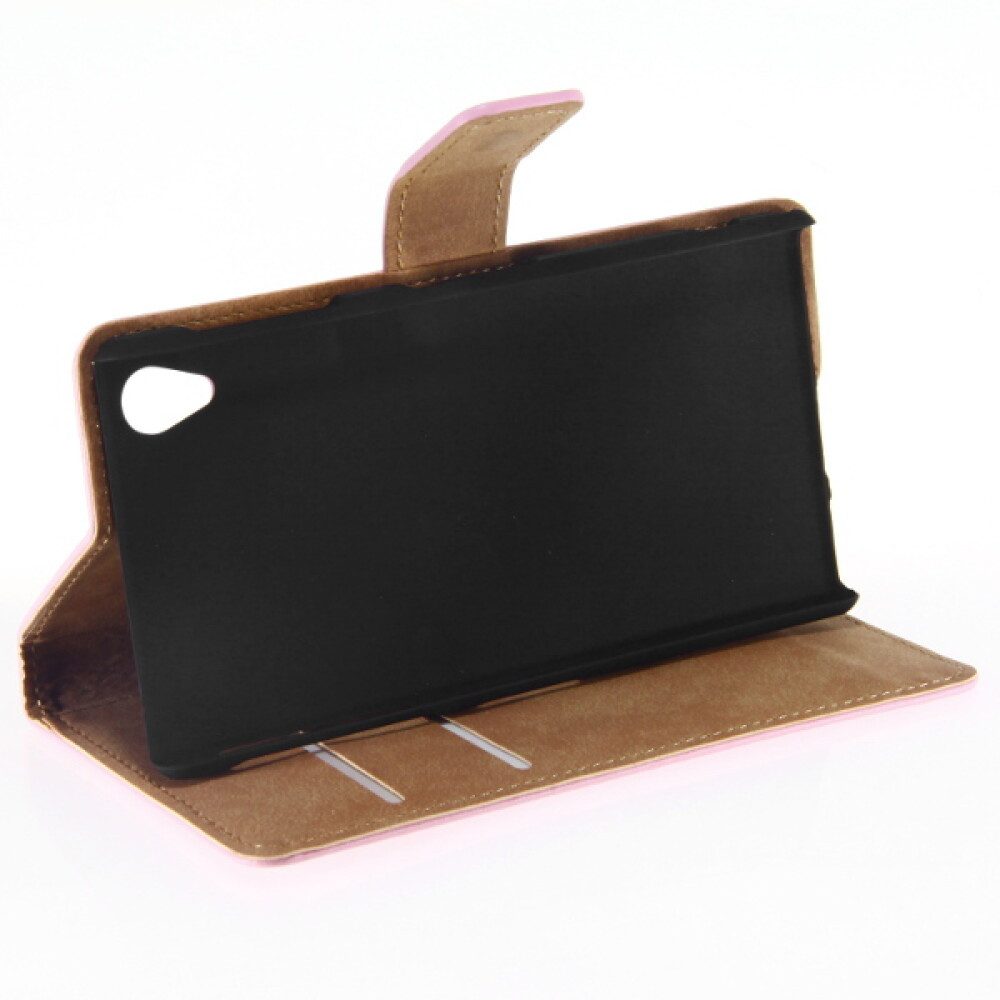 Handytasche Leder Handyhülle für Sony Xperia Z1 Pink Schutz Case 4250710547272 (Book Cover)