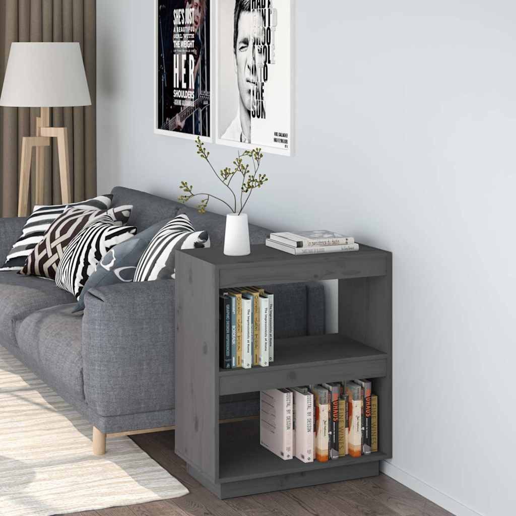furnicato Bücherregal aus massivem Kiefernholz Grau 60 x 35 x 71 cm, 1-tlg., Stabiles Standregal mit viel Stauraum für Bücher und DVDs im Wohnraum