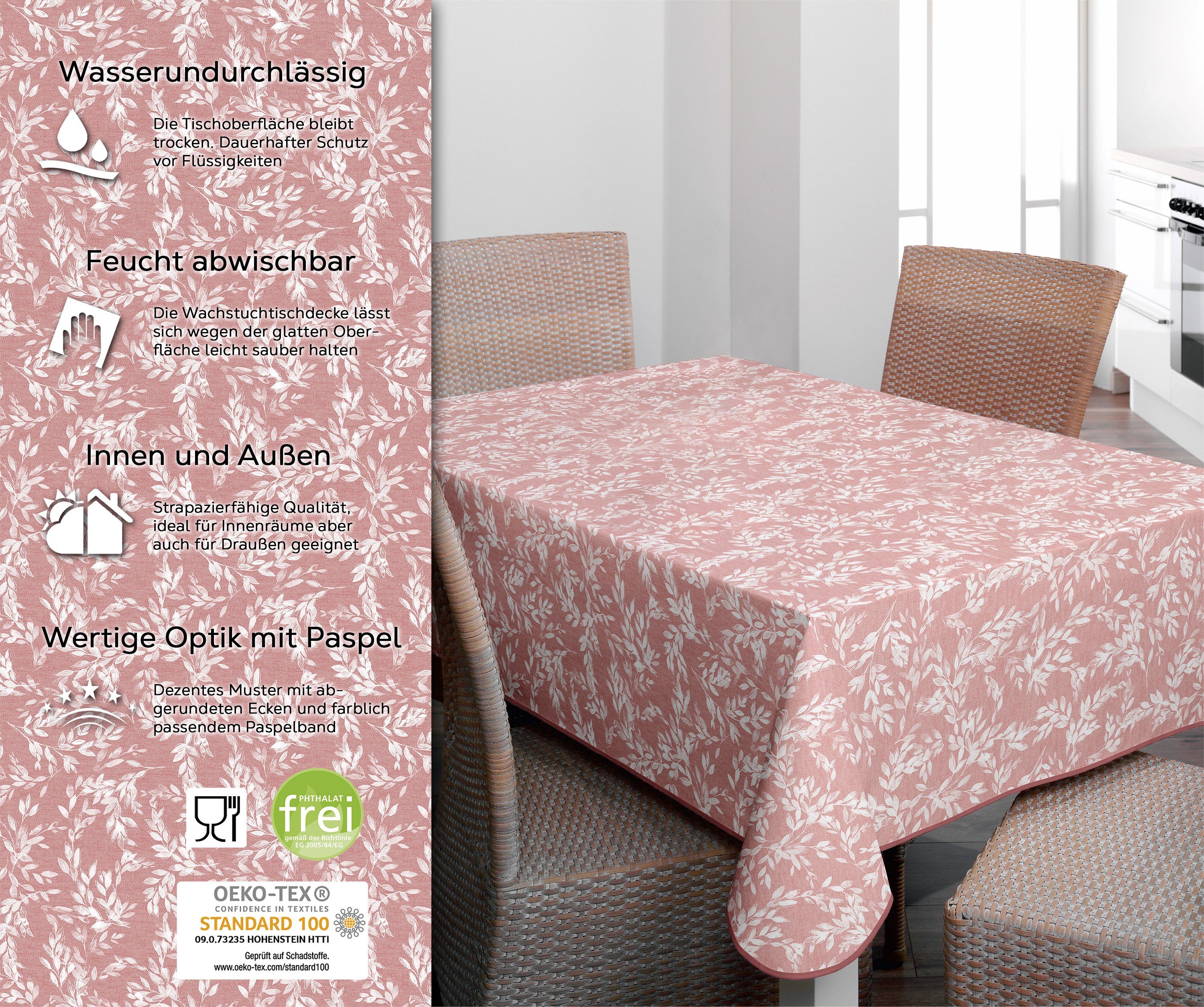 Beautex Tischdecke Wachstuch Tischdecke abwischbar rutschfest mit Paspelban günstig online kaufen