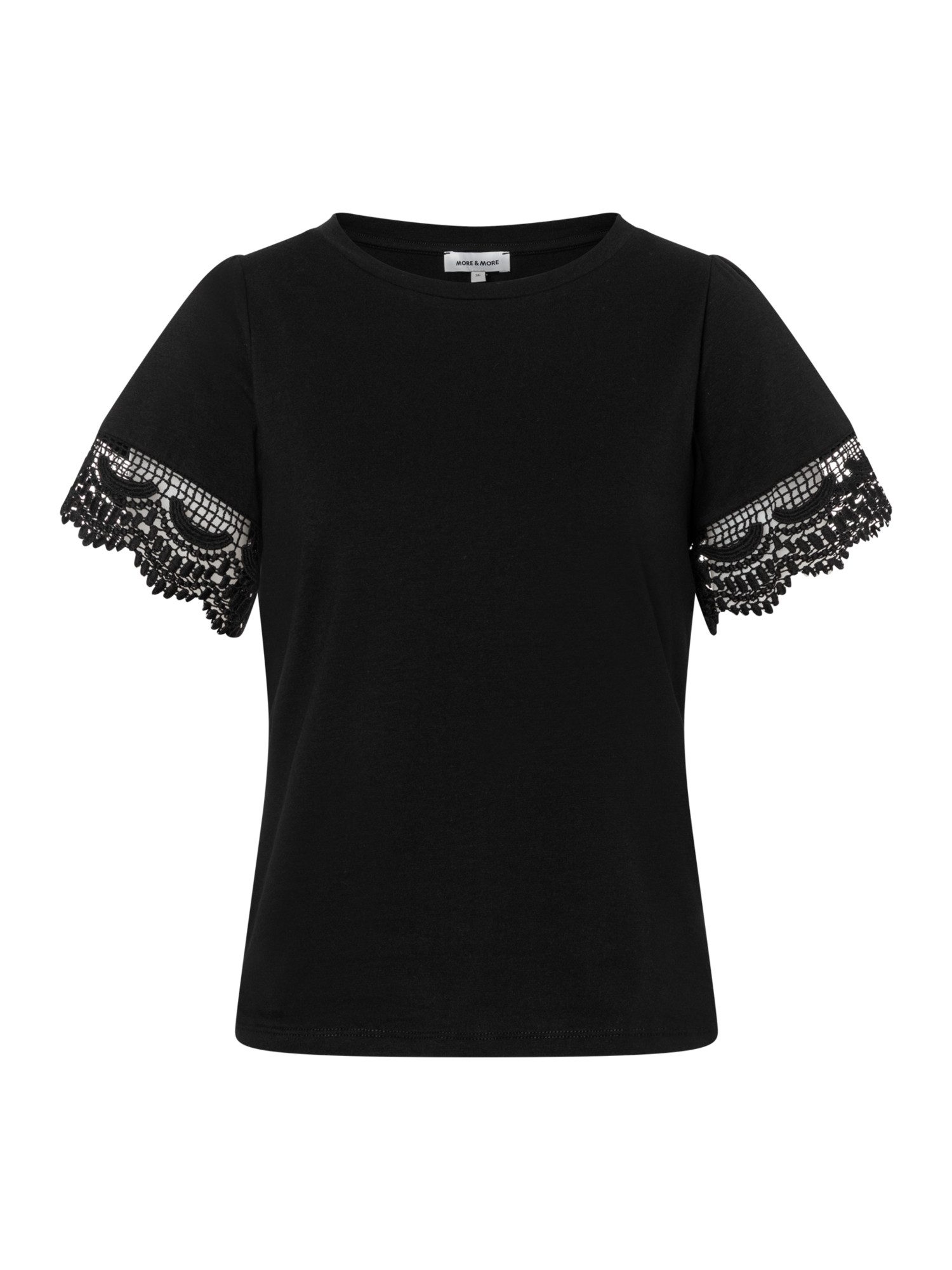 MORE&MORE Kurzarmshirt verspieltes Kurzarmshirt, Spitzenärmel
