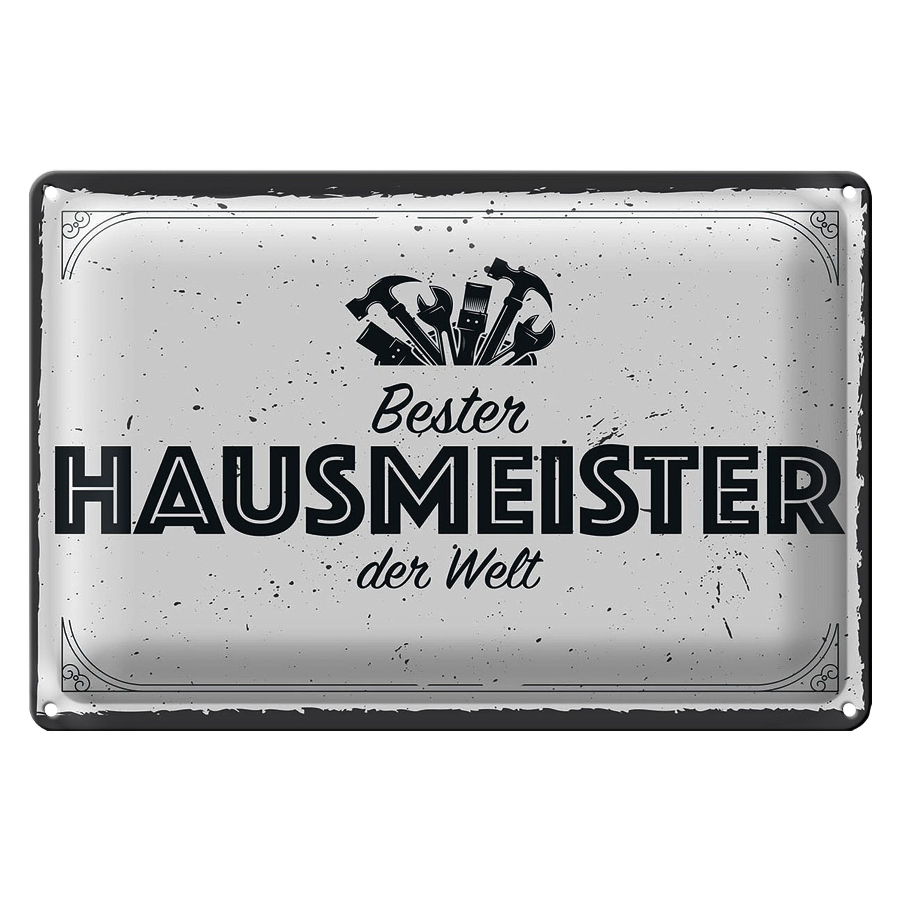 Roomando Metallschild Spruch 30x40cm Bester Hausmeister der Welt