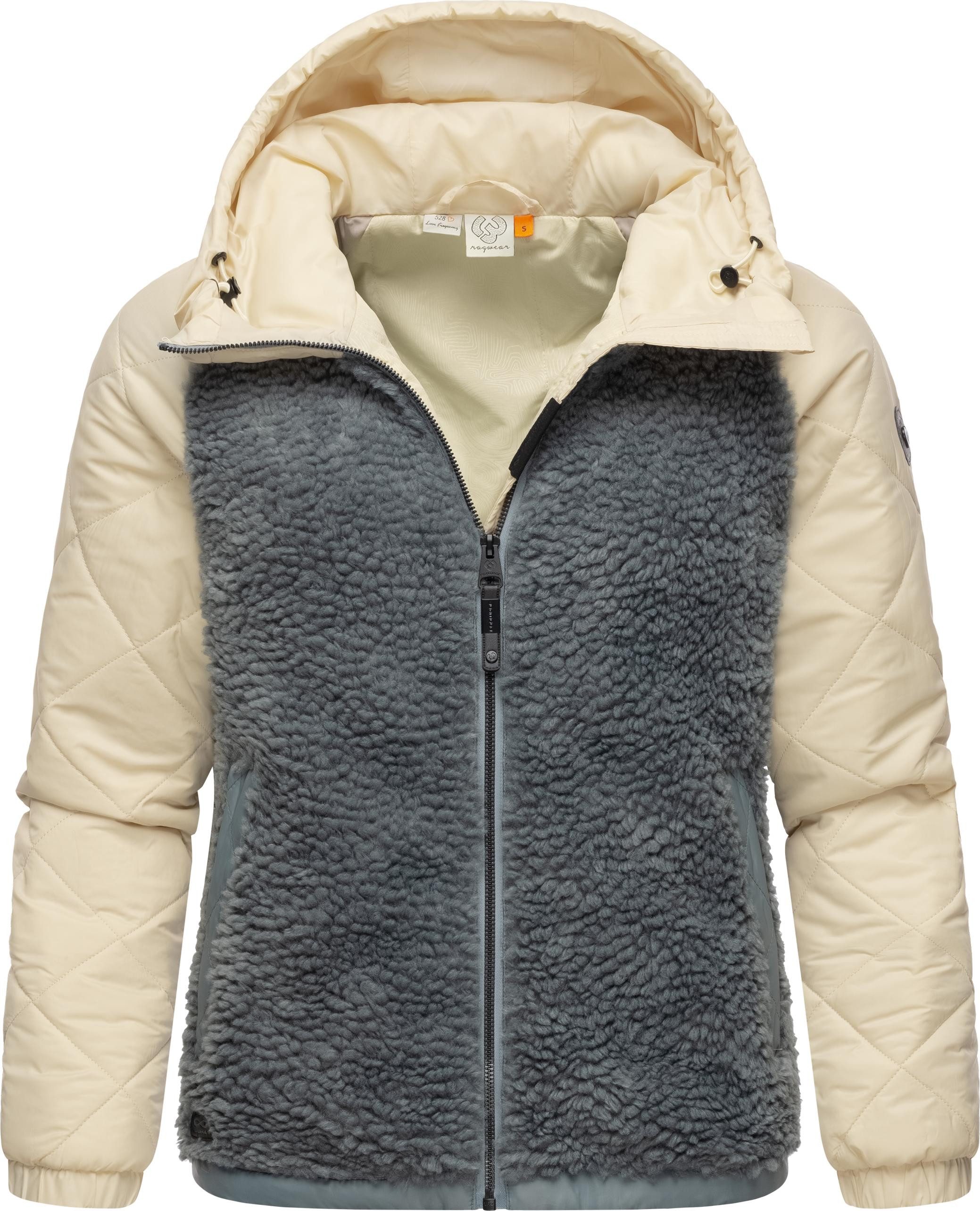 Ragwear Outdoorjacke Leeloo Damen Übergangsjacke aus Teddyfleece mit gesteppten Ärmeln