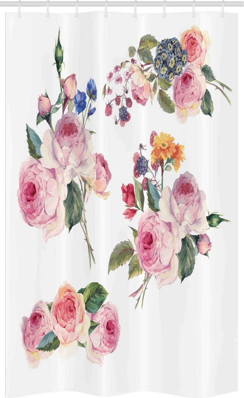 Abakuhaus Duschvorhang Badezimmer Deko Set aus Stoff mit Haken Breite 120 cm, Höhe 180 cm, Rose Englisch Wild Roses Bouquet