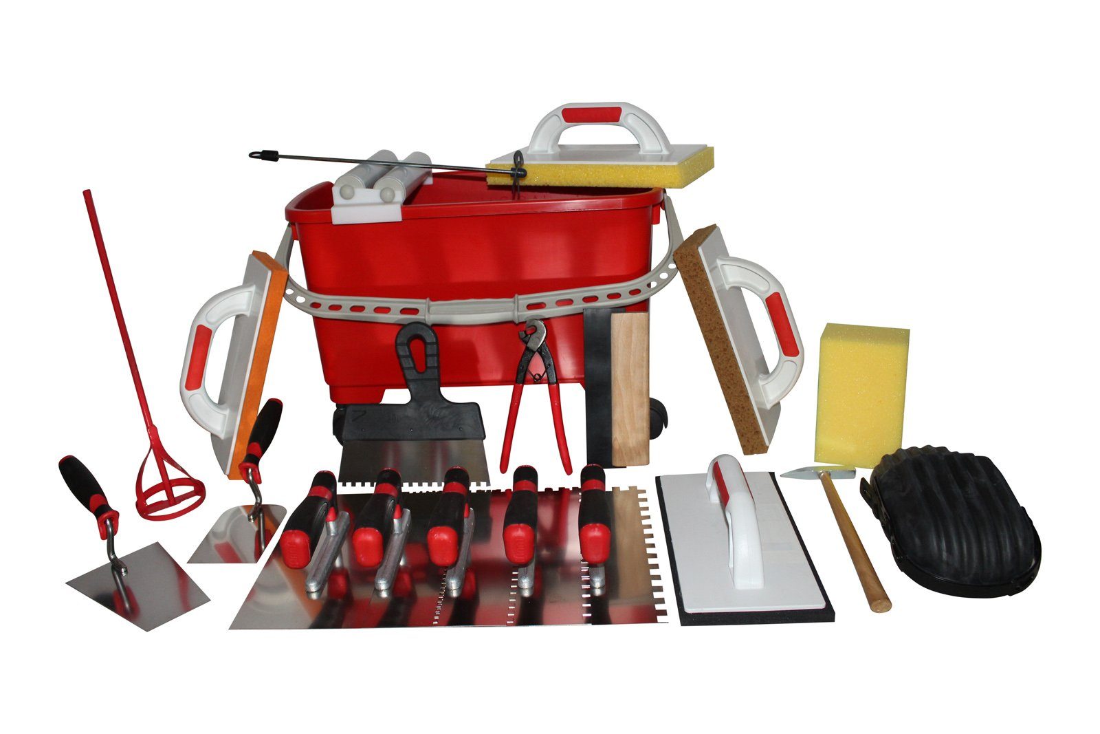 Kabou Bauwerkzeuge Werkzeugset Fliesennwaschset + PREMIUM Werkzeugset Glättekellen uvm., (20-St) | Werkzeug-Sets