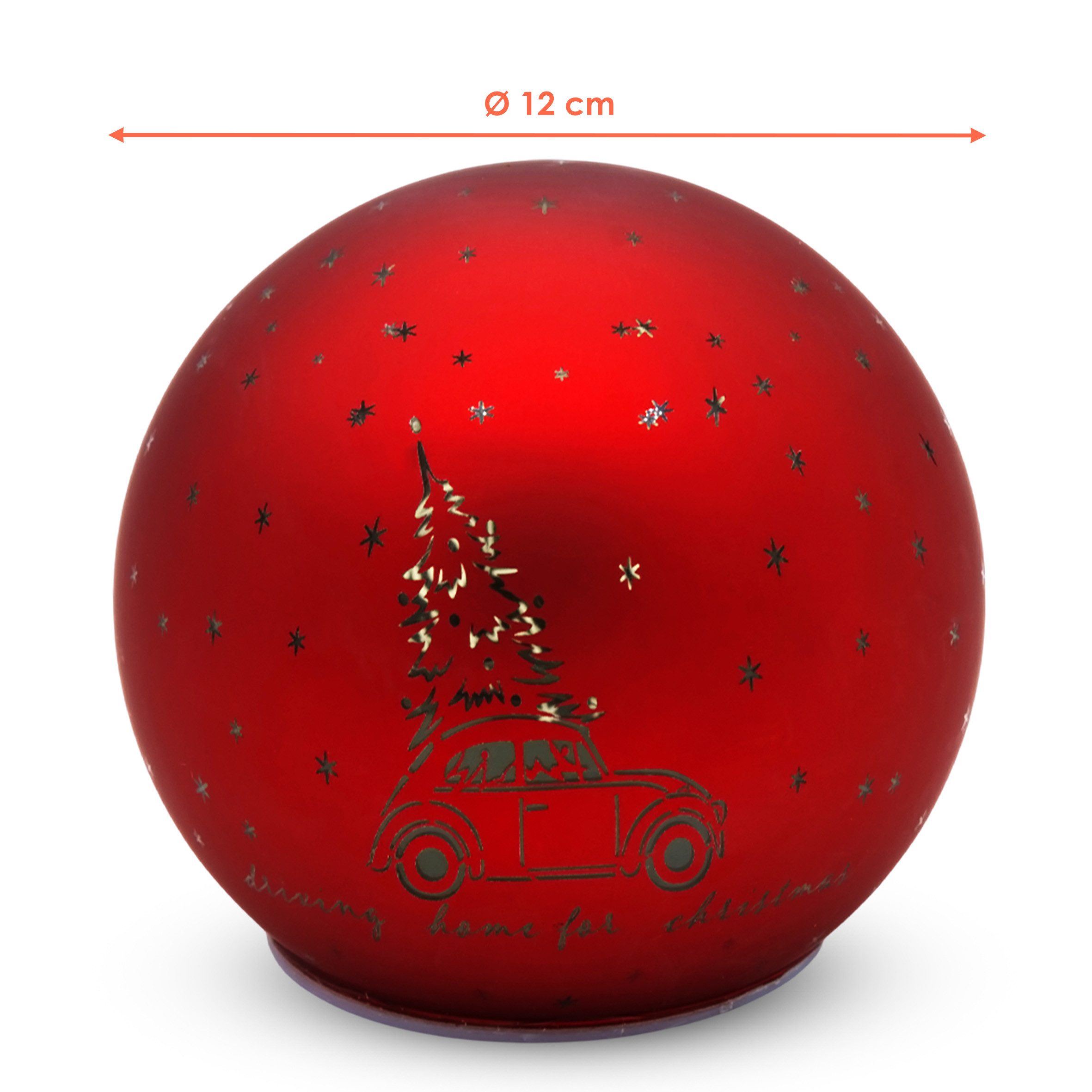Spetebo LED-Dekofigur Weihnachtskugel zum Stellen matt rot mit Beleuchtung warm weiß + Timer (Anzahl, 1 St., Stück), mit Timer