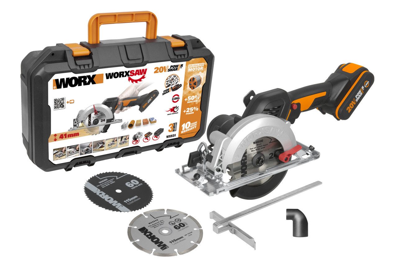 Worx Handkreissäge Worx Akku Kreissäge WX531 20 V inkl. 2 Ah Akku &