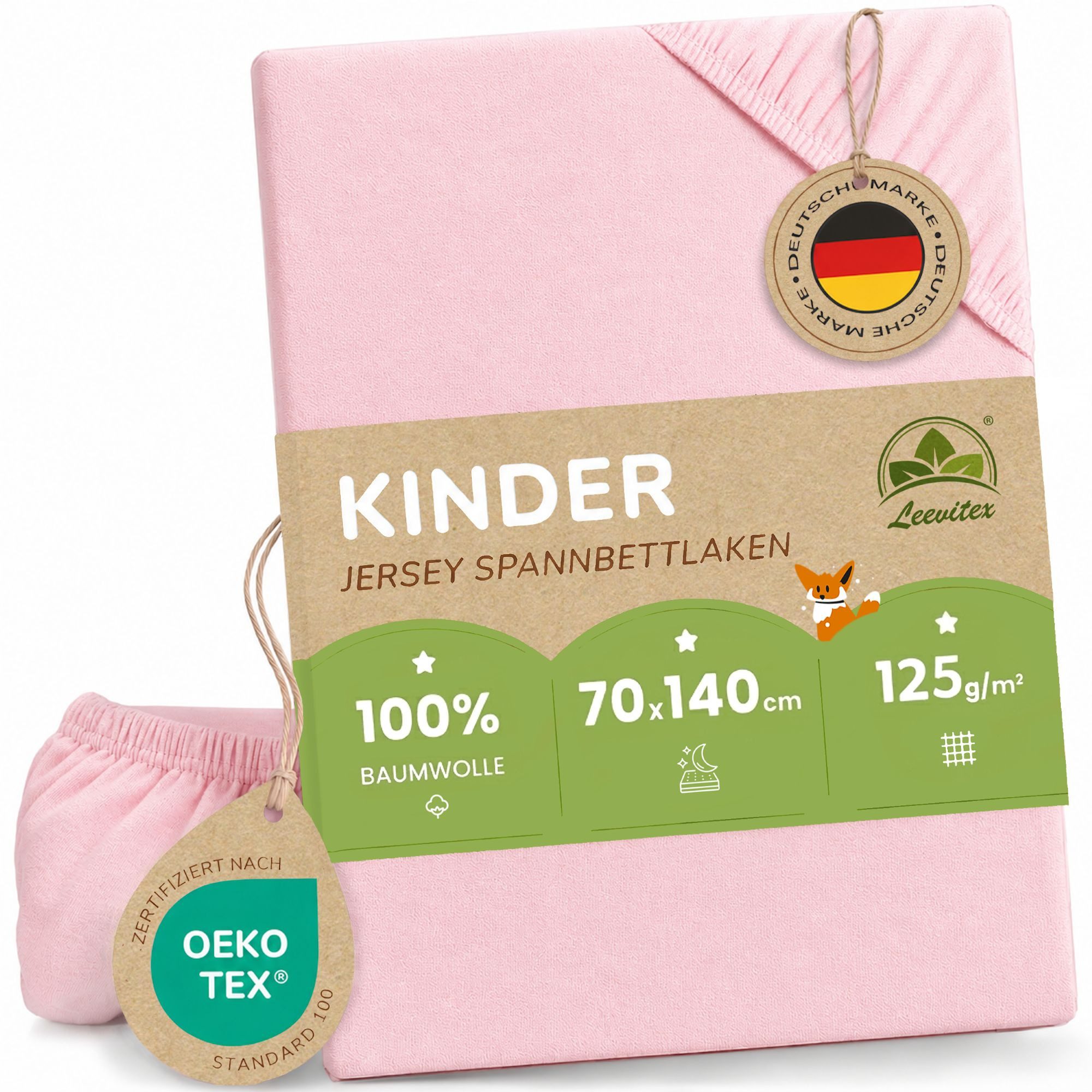 leevitex® Spannbettlaken in verschiedenen Größen und Farben, Jersey aus 100% Baumwolle, Jersey, Gummizug: rundum, (1 Stück), für Kinder- & Standardmatratzen, OEKO-TEX® STANDARD 100 zertifiziert