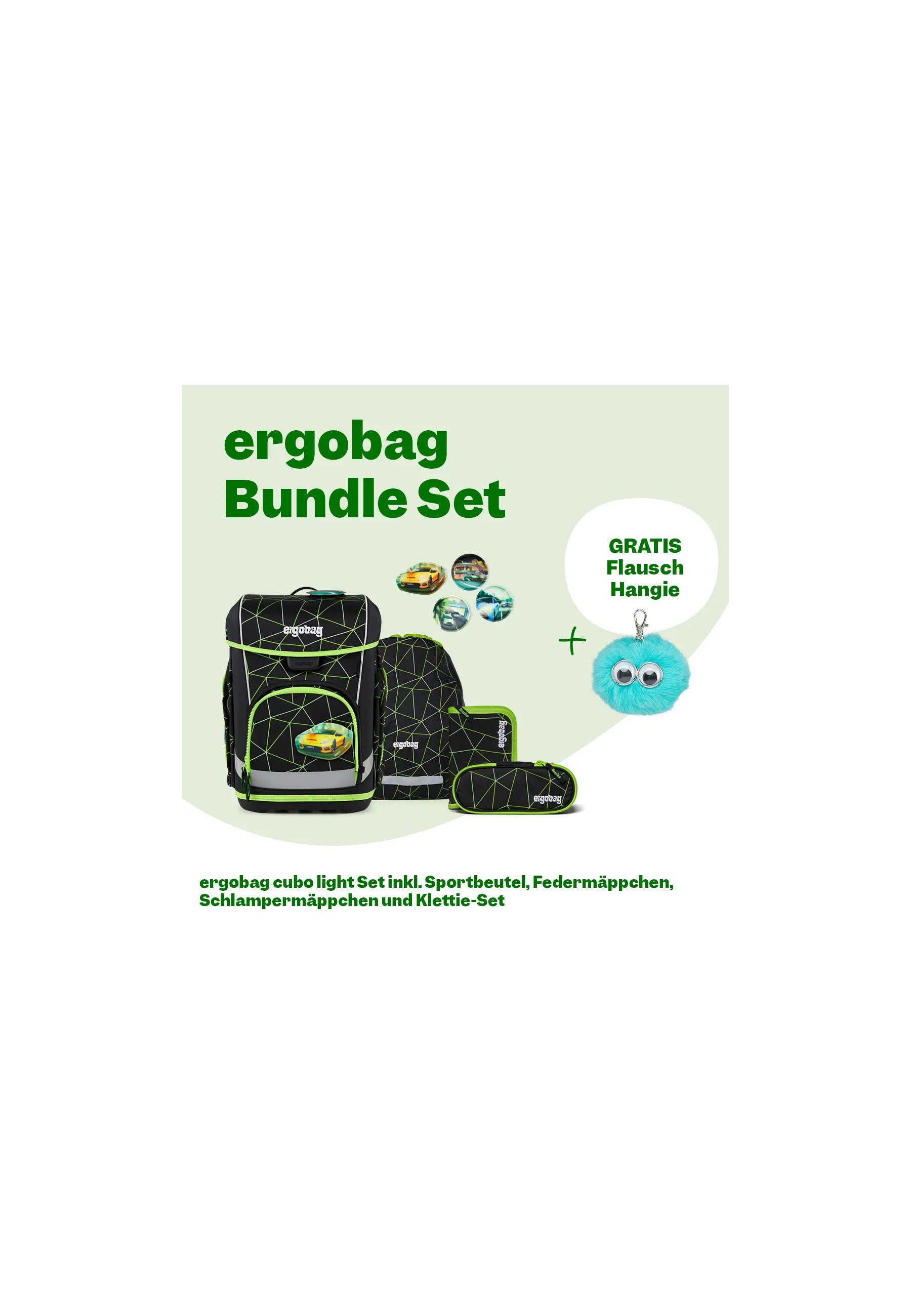 ergobag Schulranzen cubo light Bundle Set (5-tlg., 6-teiliges Set), wiegt nur 860g