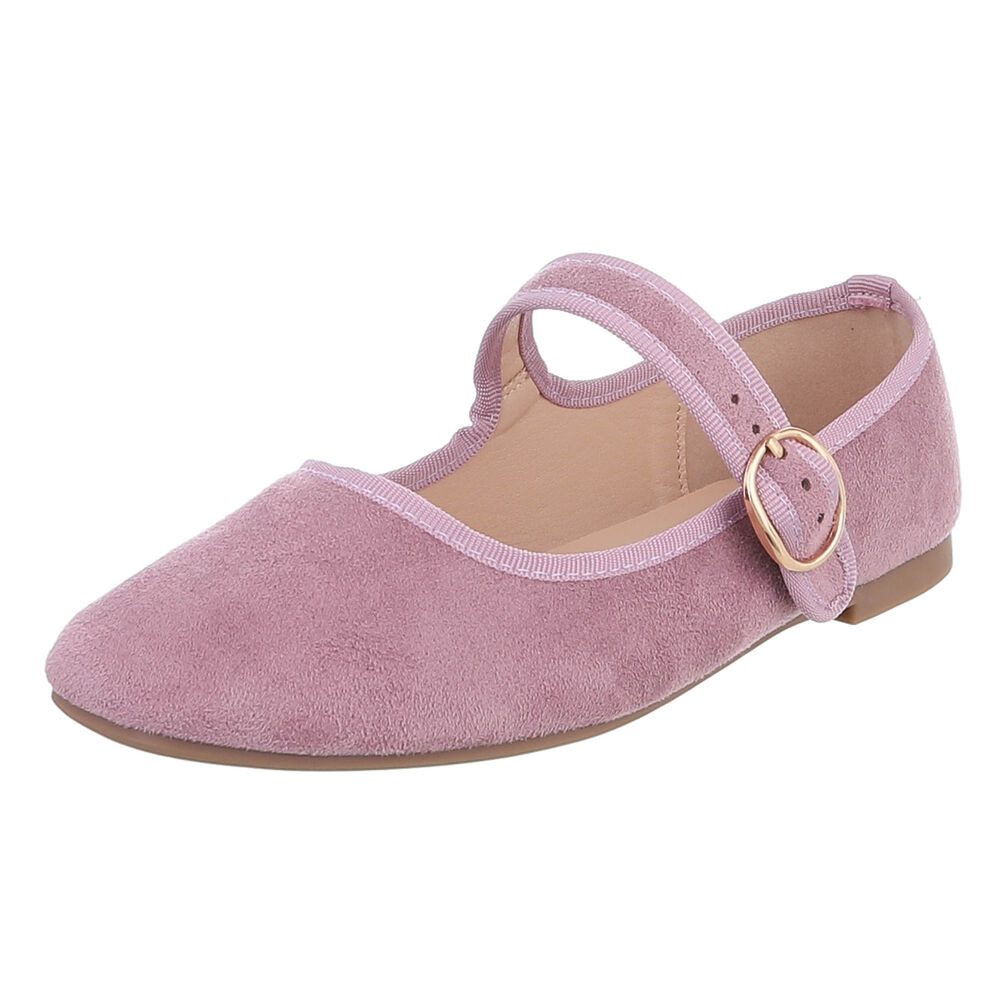 Ital-Design Elegante Flats mit Riemen für Damen – ideal für Alltag Schnürpumps (91554676) Blockabsatz Riemchenballerinas in Lila