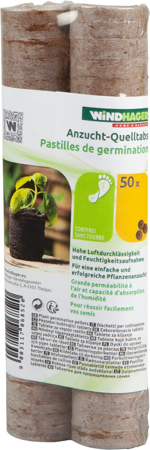 Windhager Anzucht- und Kräutererde Quelltabs 50 Stk. aus natürlichem Kokos Bio-Qualität, (Packung, 50-St), Anzucht Quelltabs torffrei mit feinmaschigem Netz, 3,5 cm