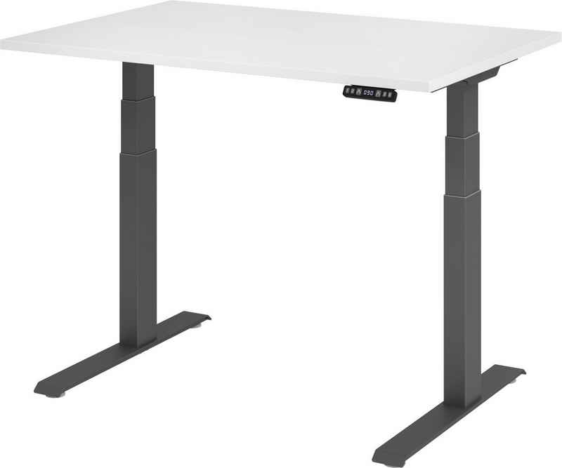 bümö Schreibtisch elektrisch XDKB - Arbeitshöhe: elektrisch höhenverstellbar, Rechteck: 120 x 80 cm - Dekor: Weiß - Gestell: Graphit