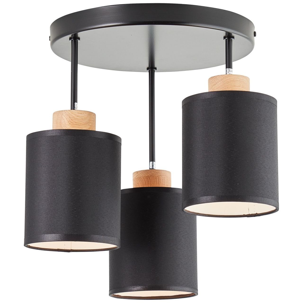 Einkaufsliste Brilliant Deckenleuchte Vonnie, Lampe, Vonnie E27, 3flg 3x 25W A60, Deckenrondell schwarz/holzfarbend