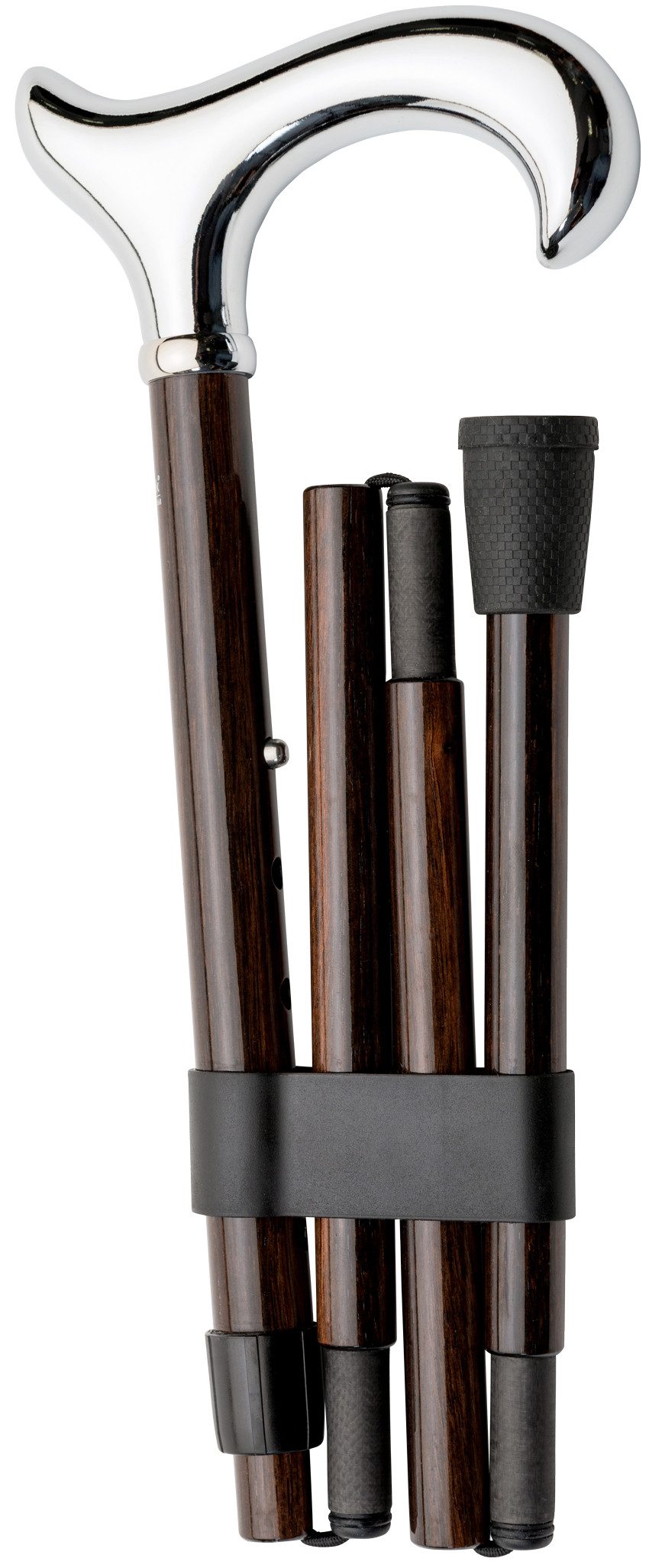 Stockshop Gehstock Design Faltstock, PHILHARMONY, Derbygriff ergonomisch, Carbon, Ebenho