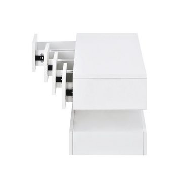 BlingBin TV-Schrank Lowboard (mit 2 Schränken und 4 großen Schubladen) für bis zu 55 Zoll Fernseher Weiß 130*33*15cm