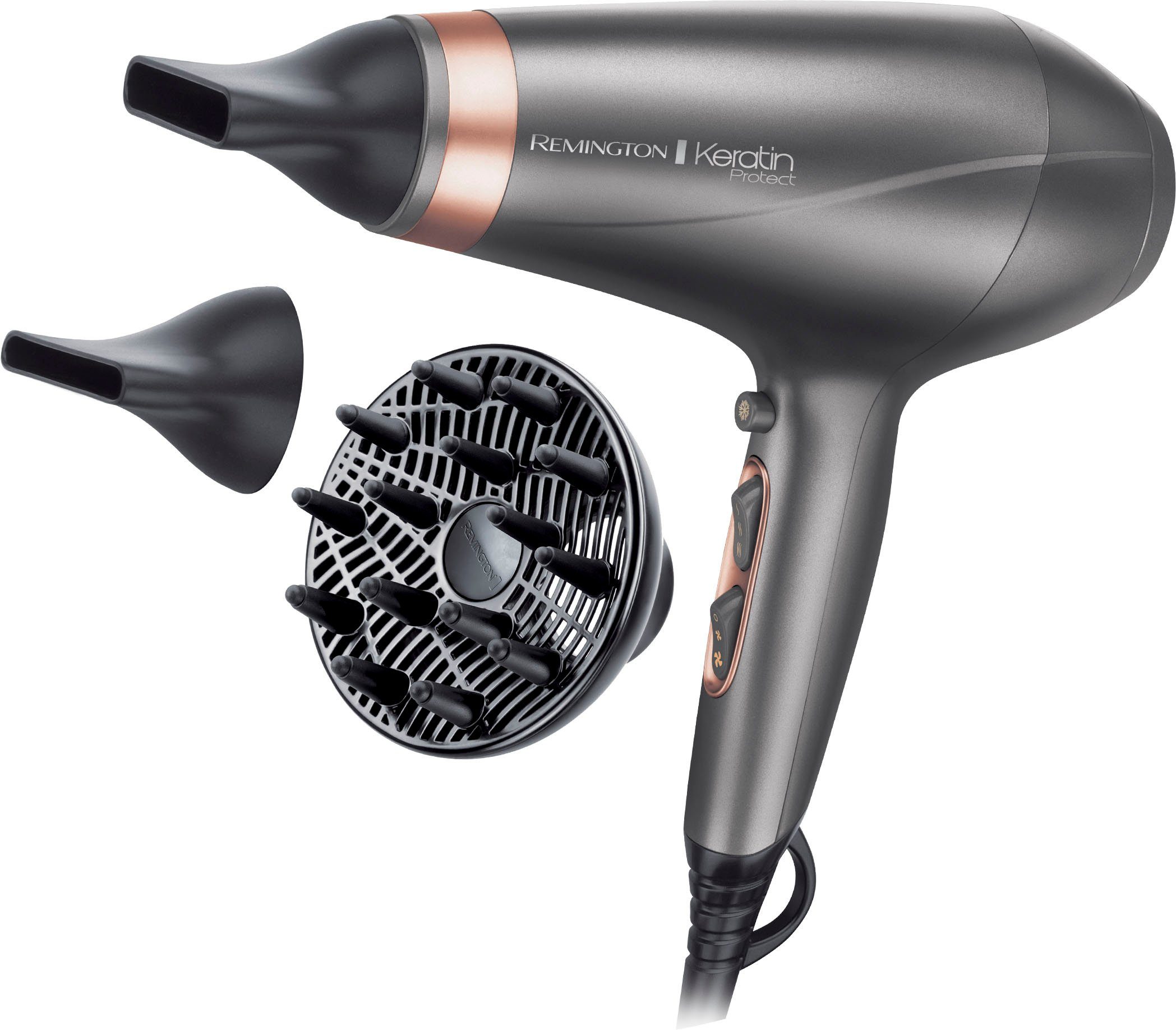 Remington Haartrockner AC8820 E51 Keratin Protect Dryer, 2200 W, Ionenpflege, inkl. 2 Stylingdüsen & Diffusor