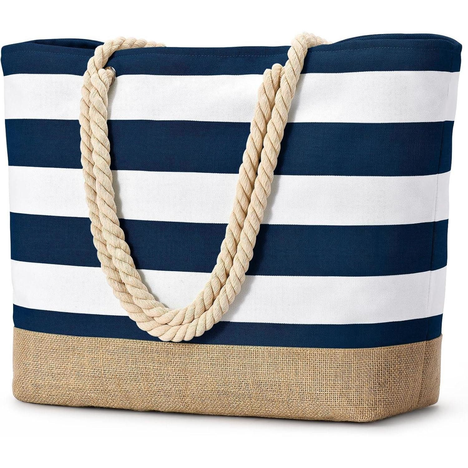 LuxusKollektion Strandtasche Strandtasche XXL Damen Shopper Badetasche wasserdicht Reißverschluss