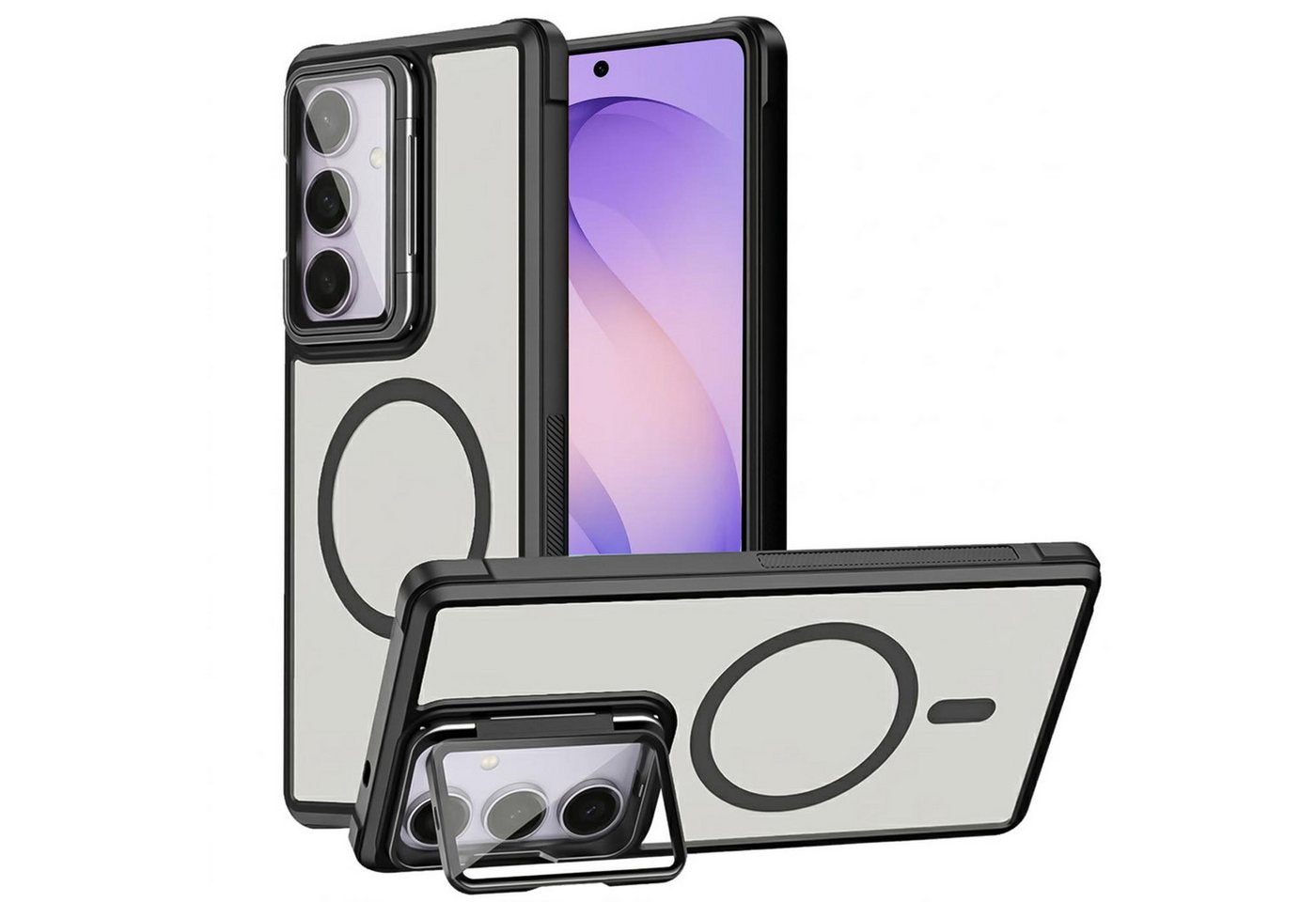 CoolGadget Handyhülle Hybrid CAM Handy Hülle für Samsung Galaxy S26 6,3 Zoll, Kameraschutzglas klappbar Schutzhülle Metallring für Magsafe Zubehör