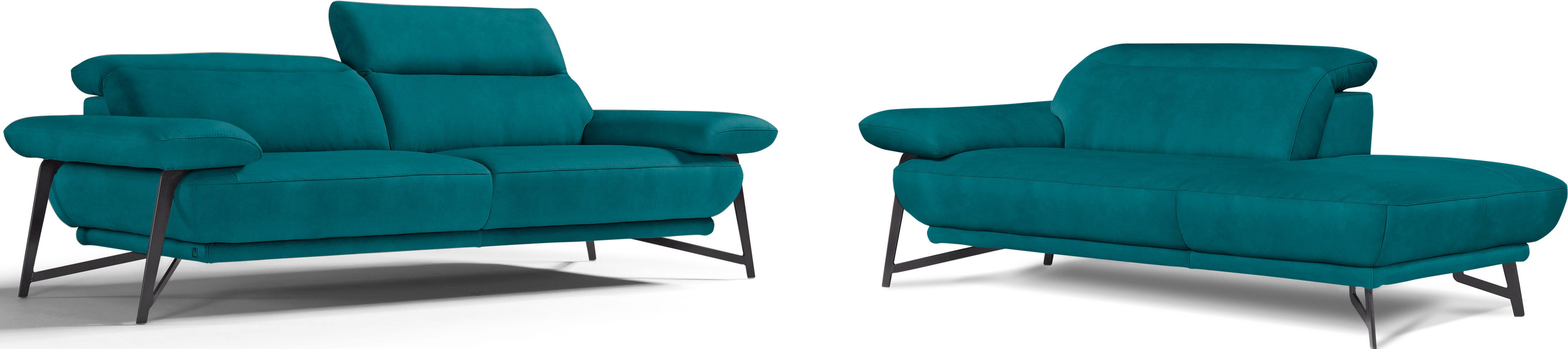 Egoitaliano Sofa Anais, Design mit hohem Sitzkomfort, Fußfarbe schattengrau, Set, Kopfteil verstellbar, Luxus-Microfaser, blaurün