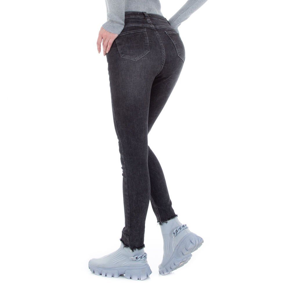 in Damen Stretch Skinny-fit-Jeans Schwarz Ital-Design Jeans Skinny Freizeit