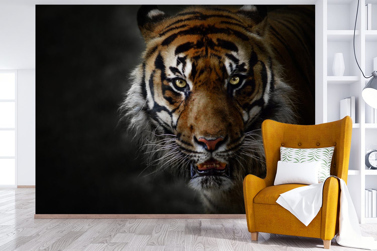 Wohnzimmer, Schlafzimmer, Tier Vinyl Wallpaper (6 Tiger für bedruckt, Kinderzimmer, St), - MuchoWow Tapete Raubtier, Matt, - Fototapete