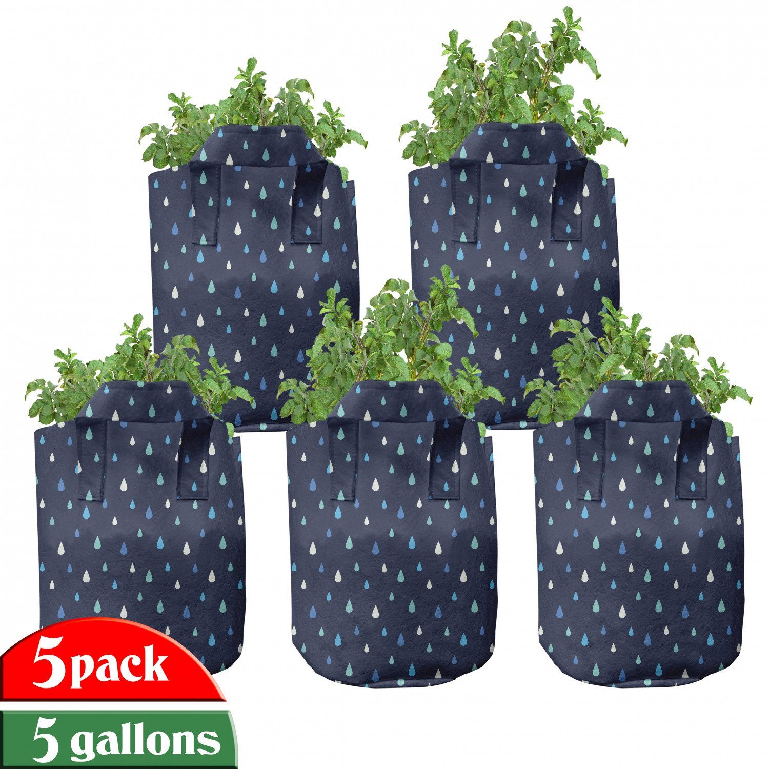 Pflanzen, Pflanzkübel Griffen blau Regen-Tropfen Indigo Navy mit hochleistungsfähig Stofftöpfe für Abakuhaus