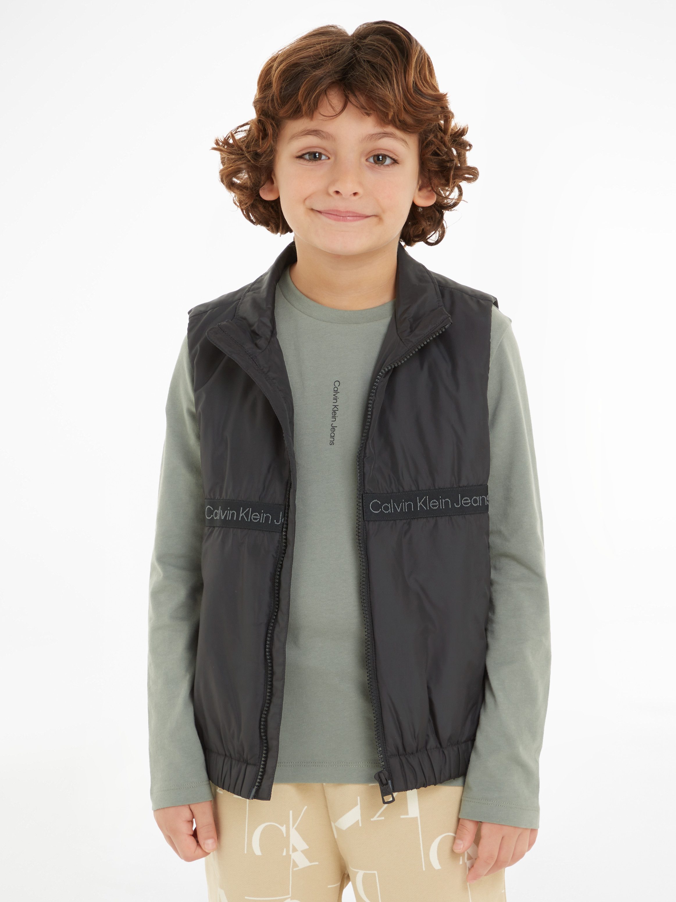 Calvin Klein Jeans Kurzweste BOXY LIGHT PADDED TAPE VEST für Kinder bis 16 Jahre mit Calvin Klein Markenlabel