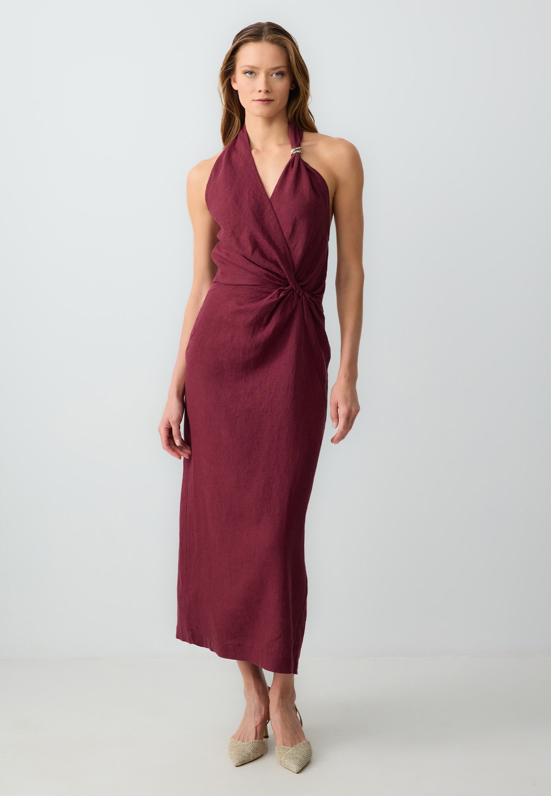 Minikleid Gewebtes Burgunderkleid