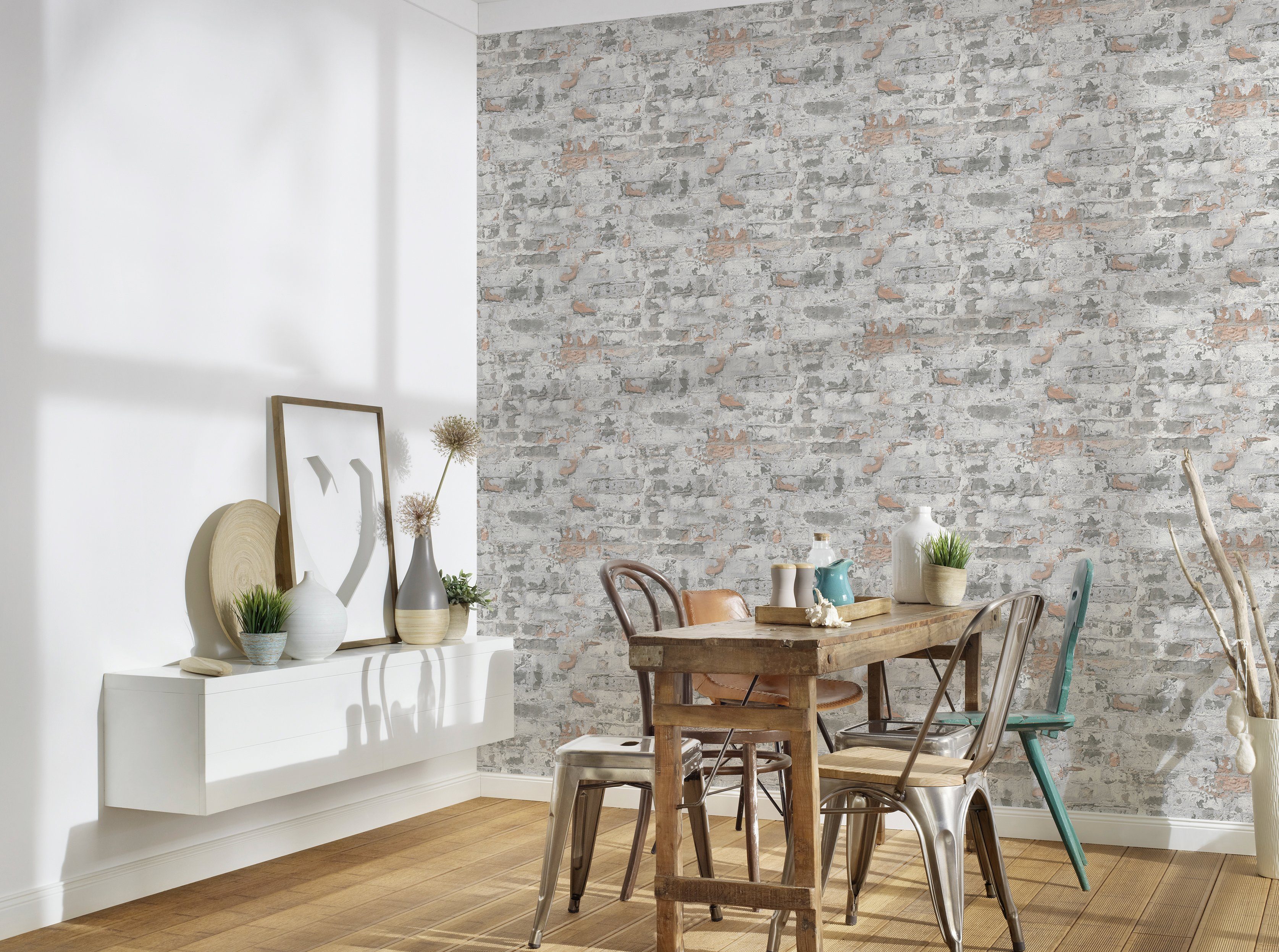 Bricoflor Vlies Steintapete Creme Weiß Vintage Steinmauer Tapete in Naturst günstig online kaufen