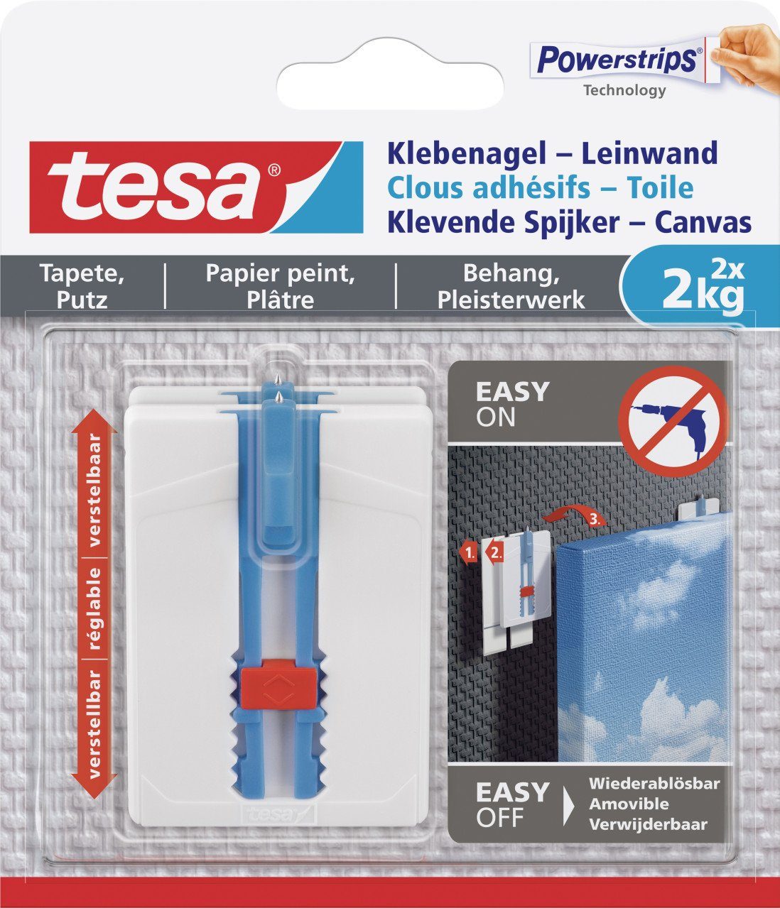 Klebehaken tesa Klebenagel Traglast 2 kg, 2 Stück