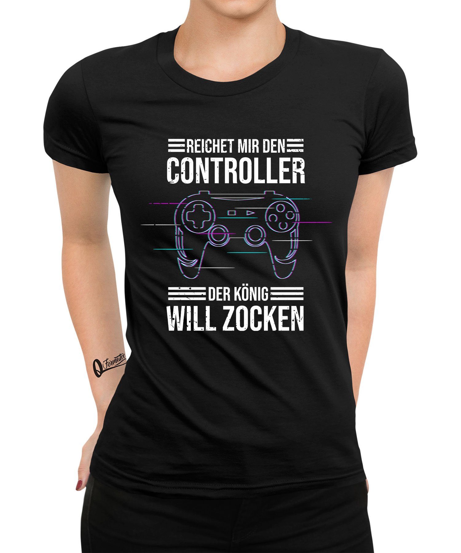 König Controller Kurzarmshirt Quattro Formatee will - Gamer Zocken Der Damen T-Shirt (1-tlg) Gaming Zocken