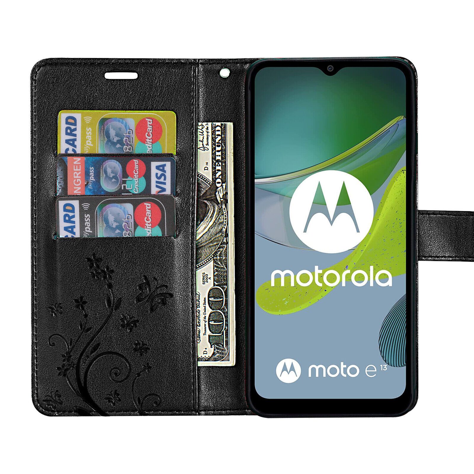 betterfon Handyhülle Handytasche für Motorola Moto E13 Klapphülle Klapphülle, Bookstyle-Hülle: Magnetverschluss 3 Kartenfächer & Standfunktion