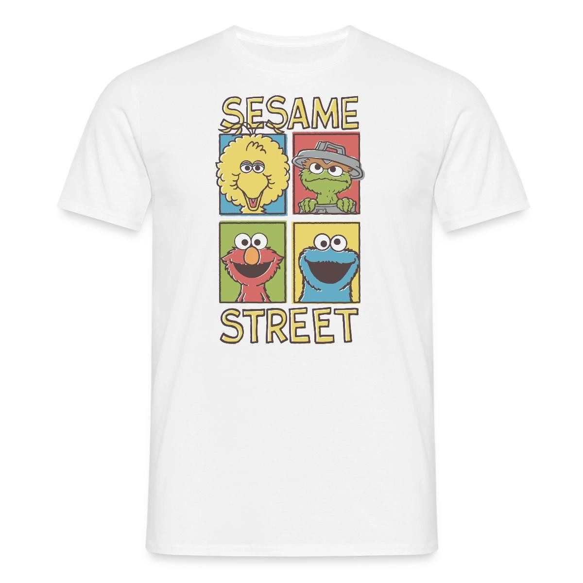 Spreadshirt T-Shirt Sesamstraße Bibo, Oscar, Elmo, Krümelmonster Männer T-Shirt (1-tlg)