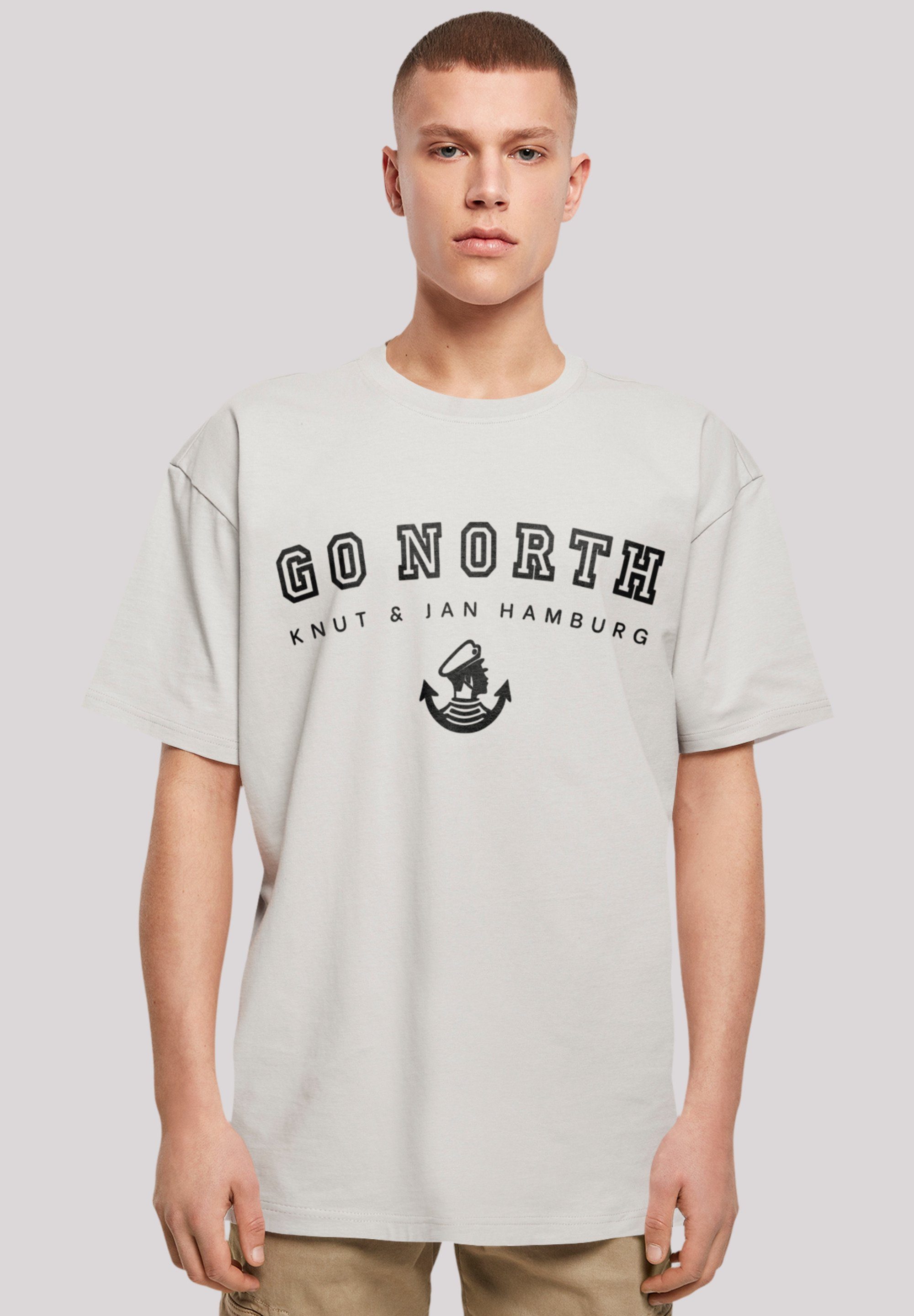 F4NT4STIC T-Shirt Go North Knut & Jan Hamburg Print lightasphalt