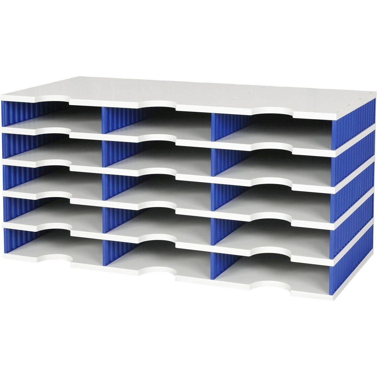 STYRO Organizer Sortierstation styrodoc trio Grundeinheit 15 Fächer grau/blau