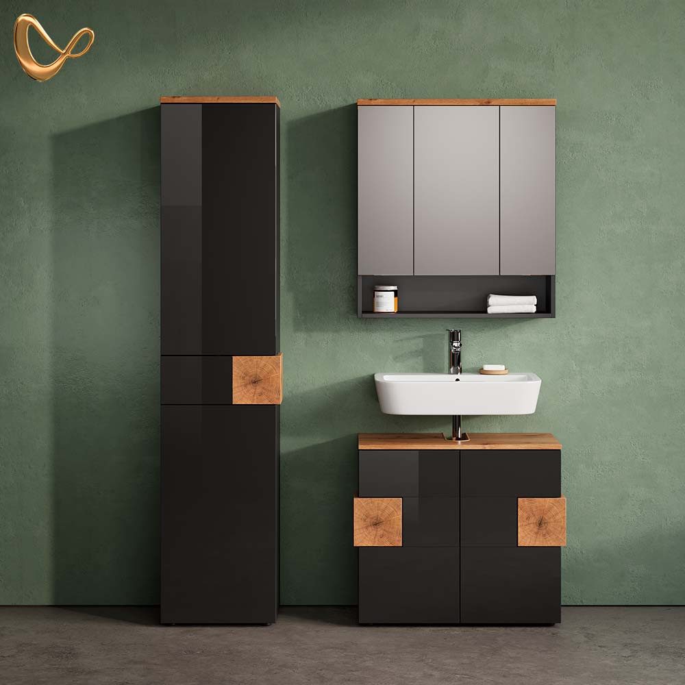 Livinity® Badmöbel-Set Tanaro, Anthrazit/Artisan-Eiche, 3 Teile, mit Hochsc günstig online kaufen
