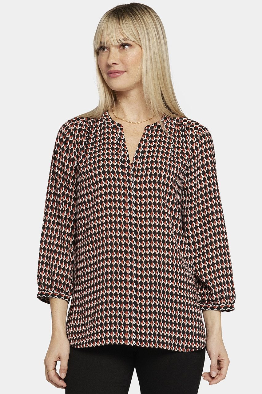 NYDJ Blusentop Pintuck Blouse Grafikdruck