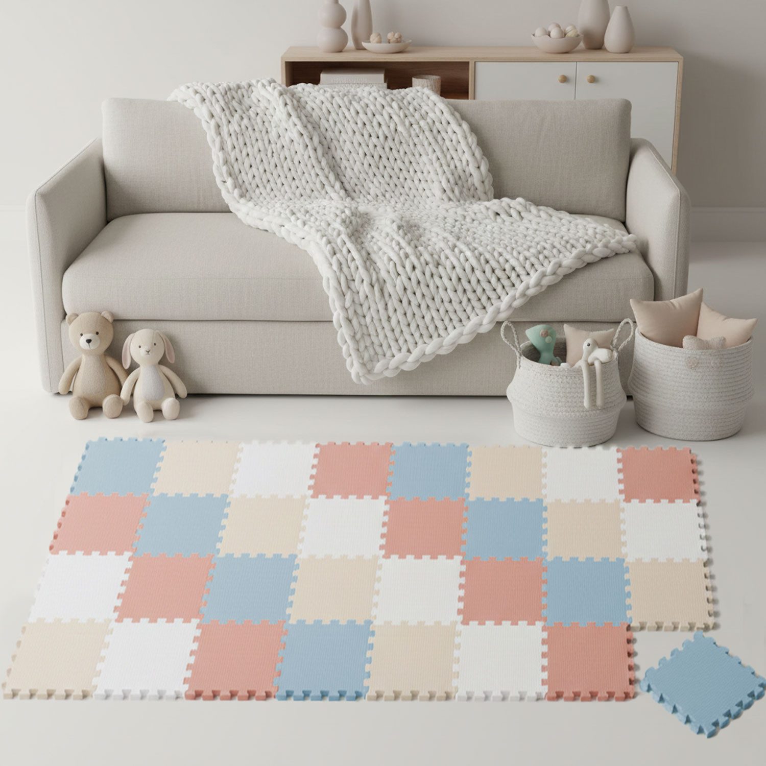 LittleTom Puzzlematte ab dem 1. Tag - 36 Teile Baby Spielmatte - 30 x 30 Kinder Krabbelmatte, (36-tlg), Spielunterlage für Babys und Kleinkinder - Kinderzimmer Puzzleteppich