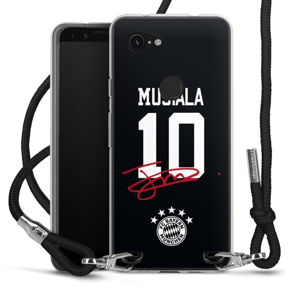 DeinDesign Handyhülle FC Bayern München Jamal Musiala FCB Musiala 10, Google Pixel 3a Handykette Hülle mit Band Case zum Umhängen