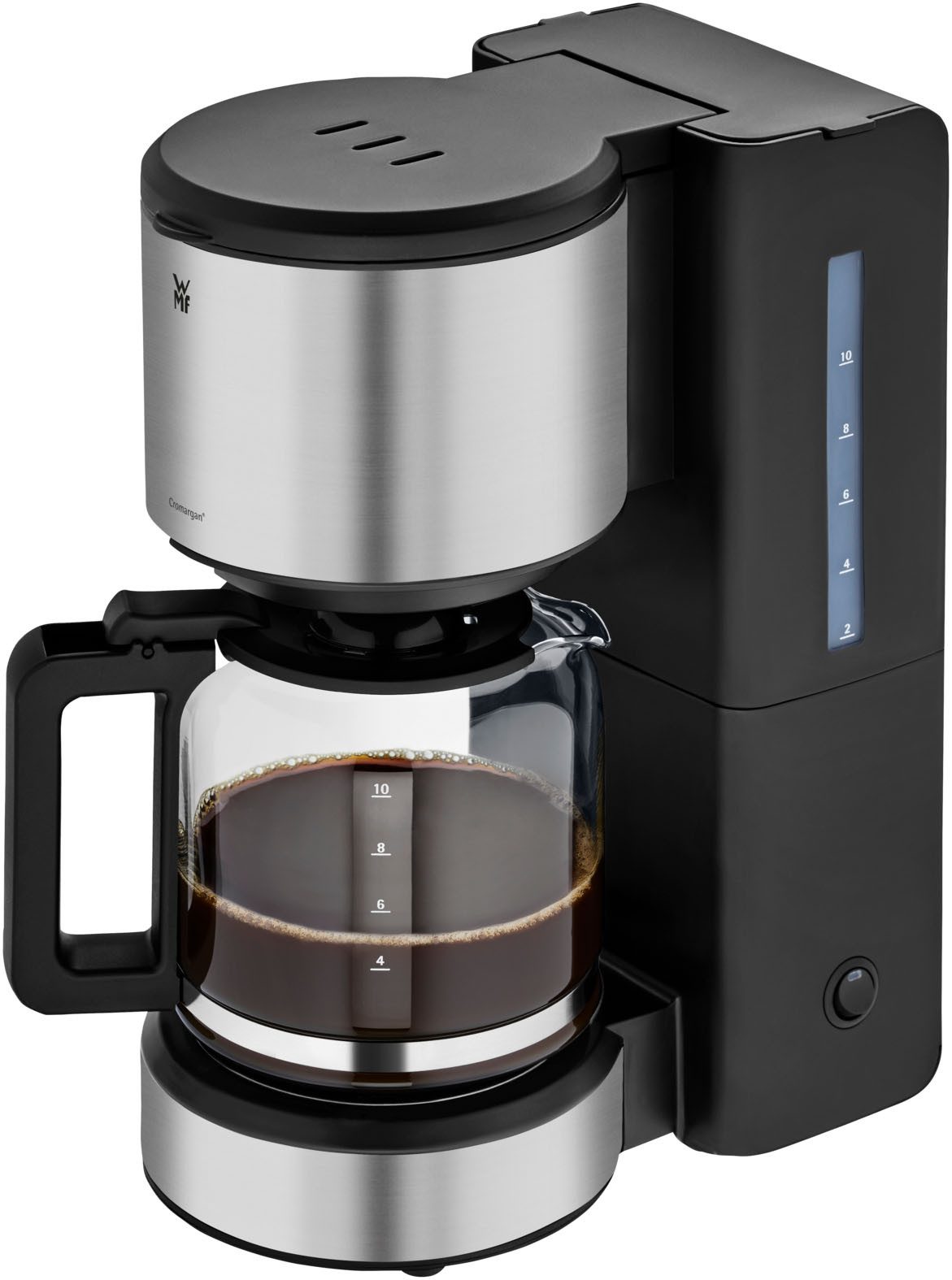 WMF Filterkaffeemaschine Stelio Aroma, 1,25l Kaffeekanne, Papierfilter 1x4, 10 Tassen, Warmhaltefunktion, Abschaltautomatik, Cromargan, 1000 Watt
