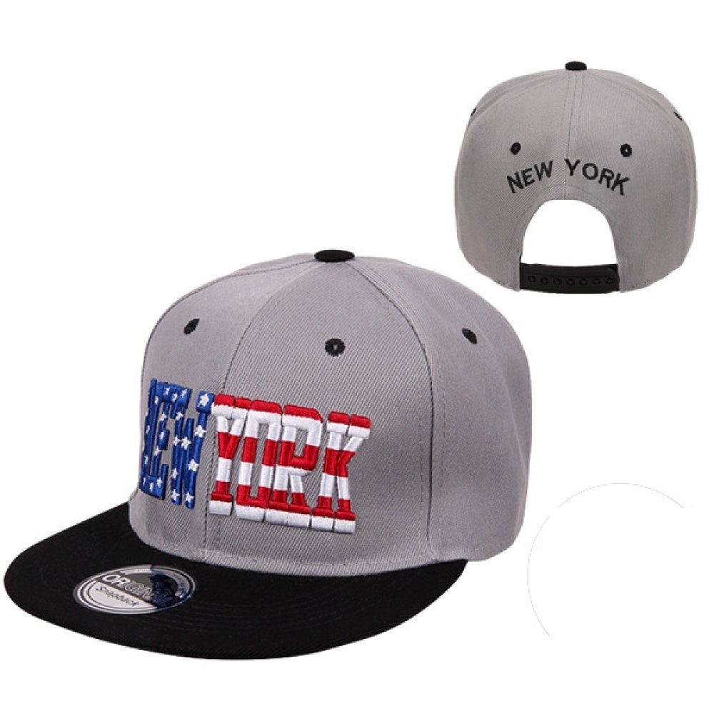 Ware aus aller Welt Snapback Cap Cap Flatbrim Cap bestickt mit NEW YORK Farbe: grau / schwarz