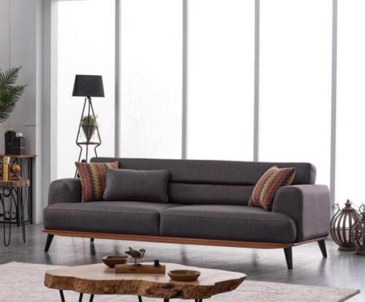 JVmoebel 3-Sitzer Graue Sofa 3 Sitzer Textil Möbel Moderner Designer Dreisitzer Stoff, 1 Teile, Made in Europa
